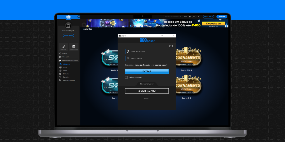 imagem Tela de Cadastro 888 Poker