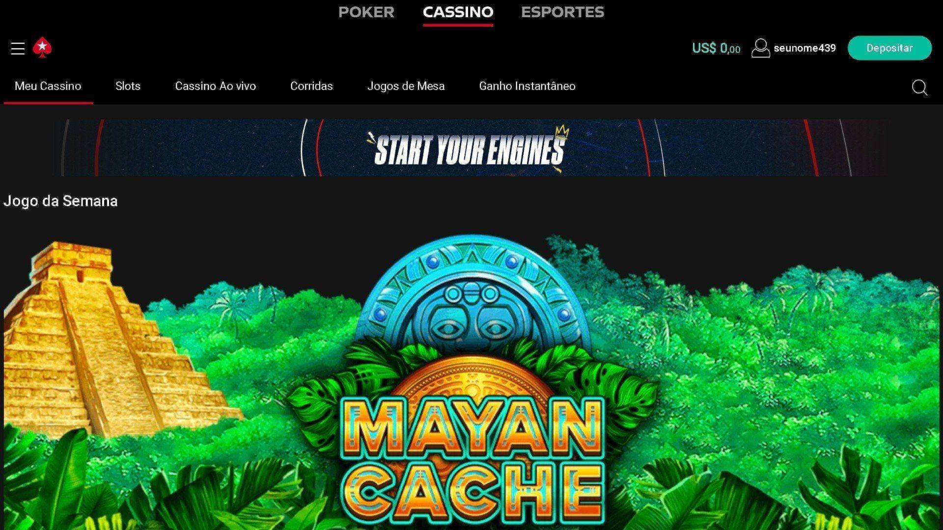 Screenshot Página de Jogos Cassino Pokerstars